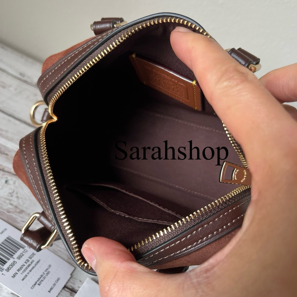 Coach Brown Suede Crossbody with Dark Brown Leather Trim and Gold Hardware - Picture 11 of 14